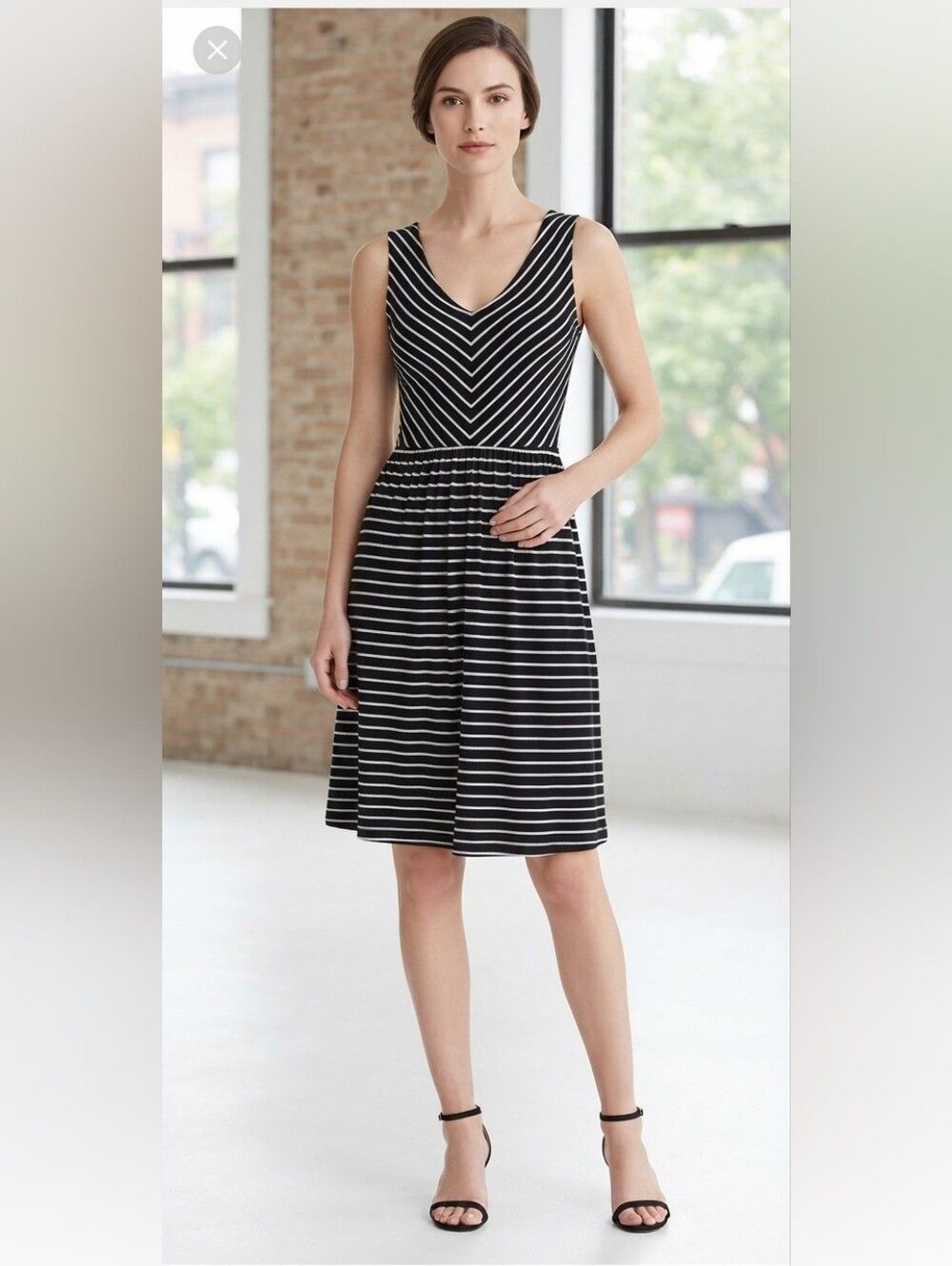 Ann Taylor Loft Striped V-Neck Midi Dress Size XS - Picture 1 of 8